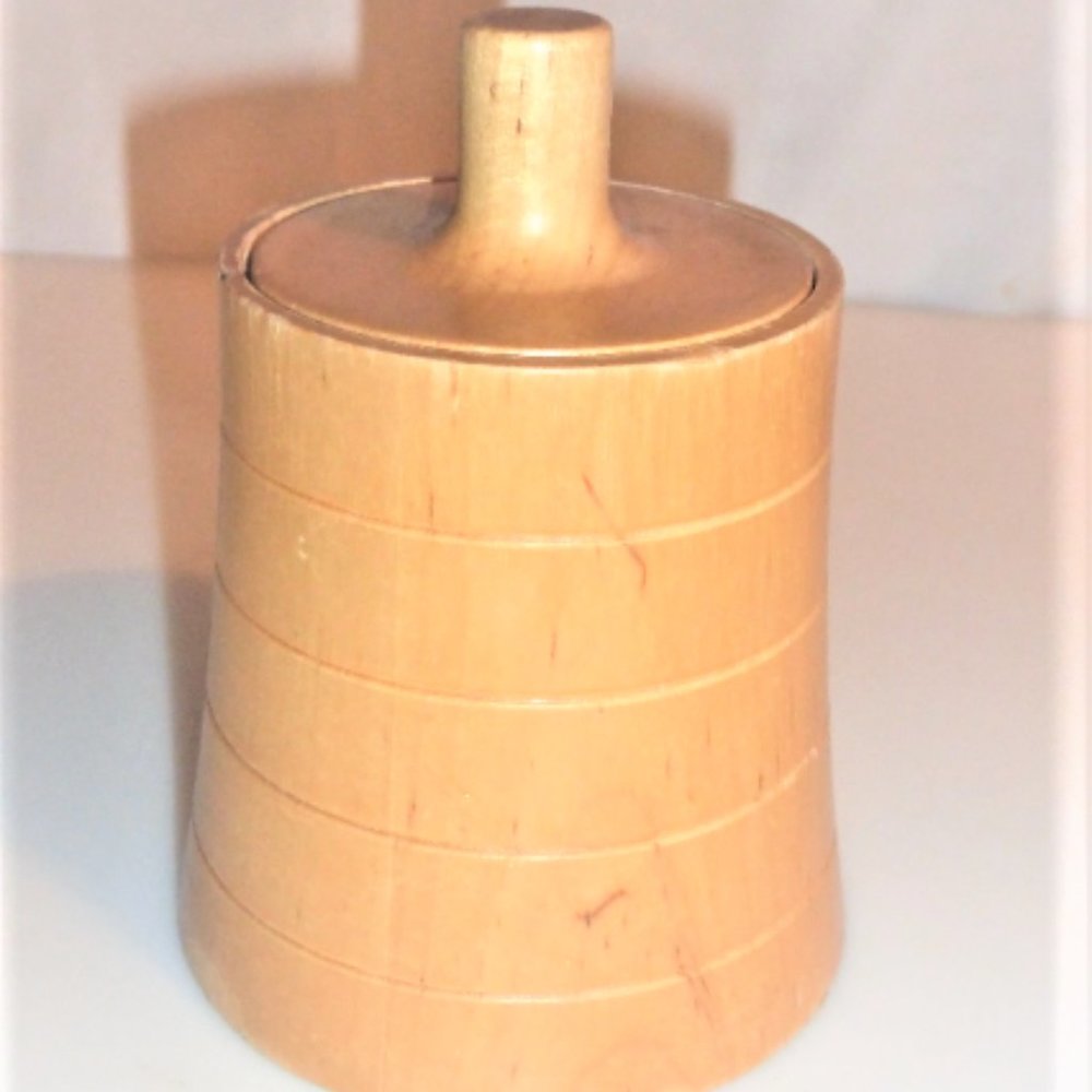 BX73bsm - Wood Carved SUGAR JAR Trinket Matches Jewelry Key Holder Candy Jar
